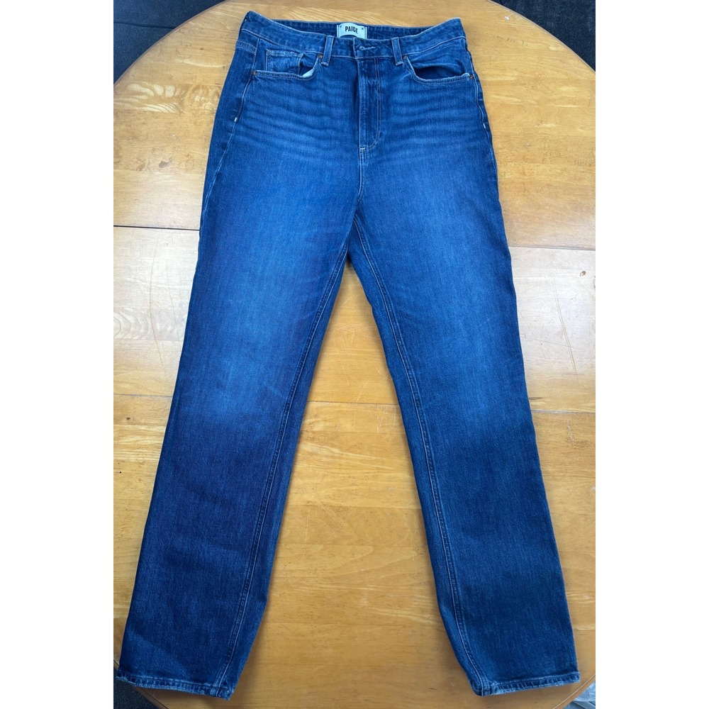 PAIGE Stella High Rise Straight Leg Jeans Medium Wash Blue Denim Size 31